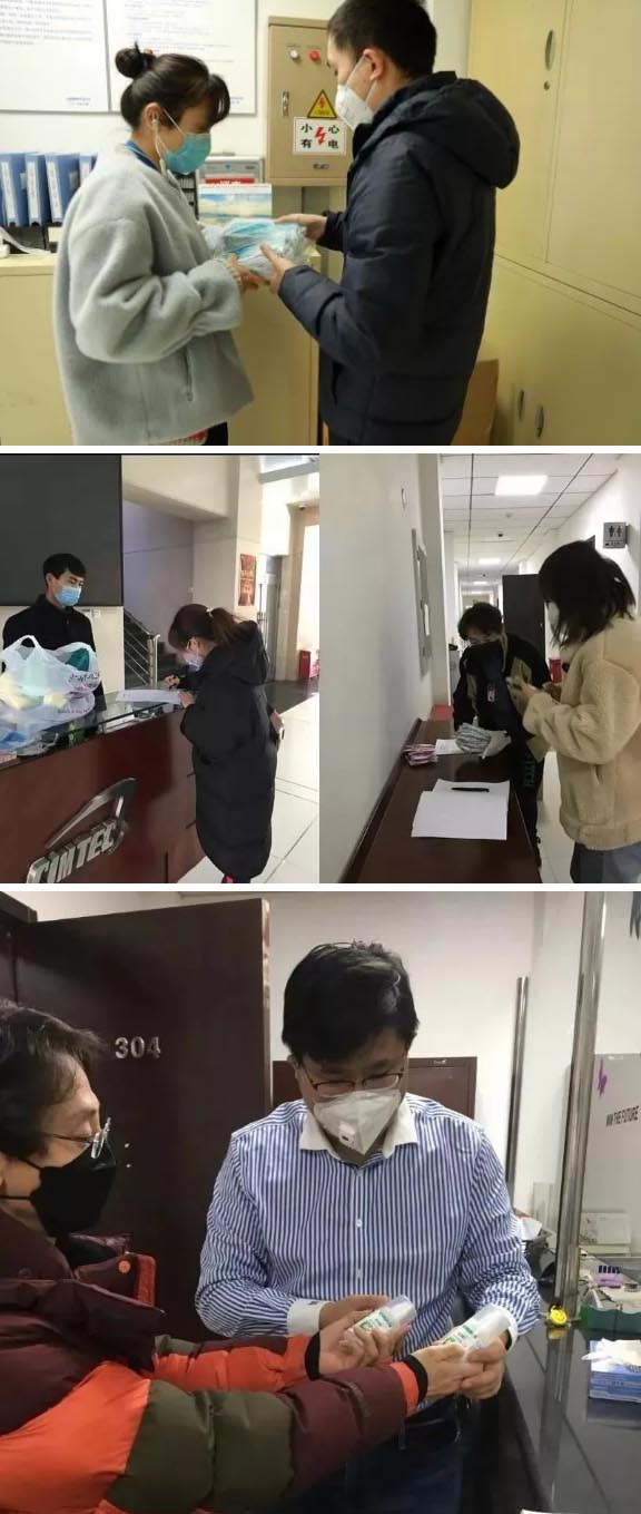 發放防護物資：口罩、手套、消毒液、洗手液